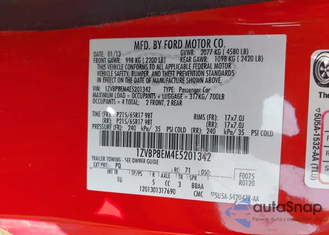 2014 Ford Mustang V6 из США, поврежденный, VIN 1ZVBP8EM4E5201342